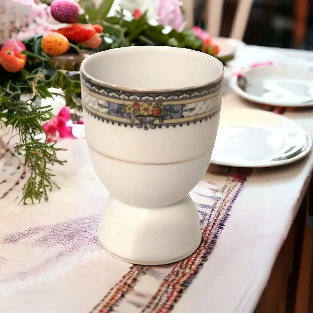 1 Vtg Noritake Lavista Egg Cup Holder Hand Painted Japan Porcelain Art‎ Deco